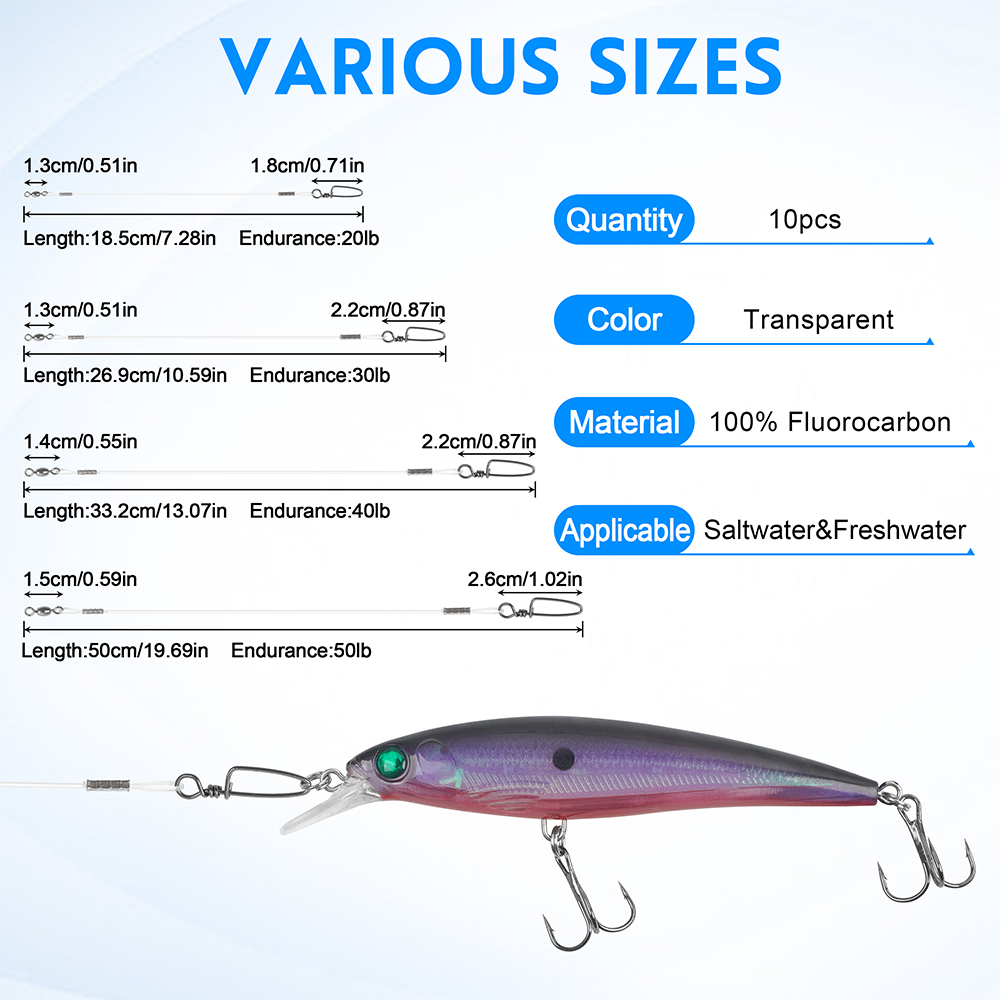 10Pcs Fluorocaron Fishing Lead - Fluorocarbon Line recensione e prezzo